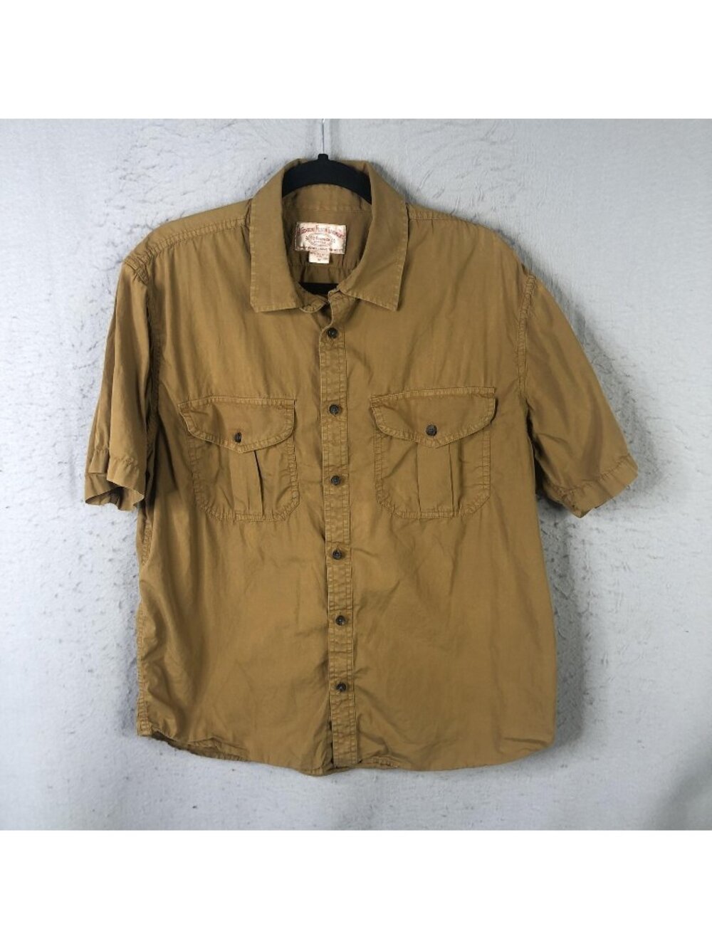 Filson Shirt Mens Medium Brown Short Sleeve Safari Utility Button Up Outdoor
